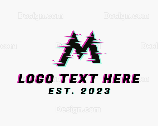 Modern Glitch Letter M Logo