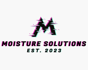 Modern Glitch Letter M logo design