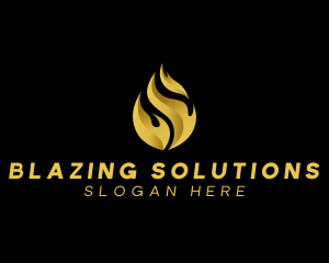 Gold Blaze Fire logo design