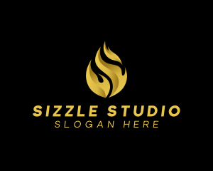 Gold Blaze Fire logo design