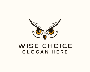Wise Owl Bird Eyes logo