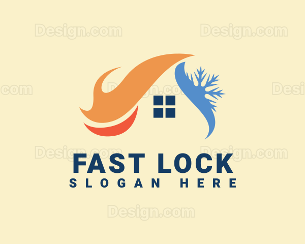 Roof Heating Cooling House Logo