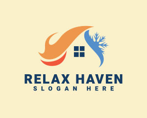 Roof Heating Cooling House Logo
