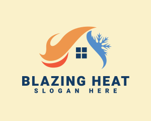 Roof Heating Cooling House logo design