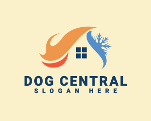 Roof Heating Cooling House logo design