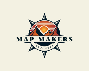 Sunset Compass Mountain logo design