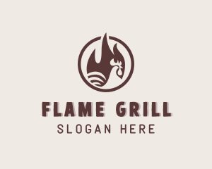 Chicken Flame Grill logo design