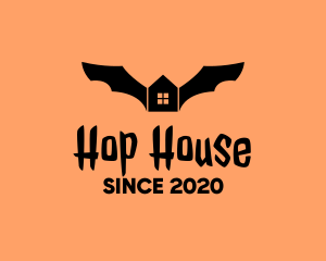 Bat Halloween House  logo design