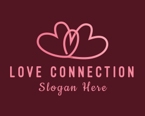 Pink Intimate Heart Couple logo design