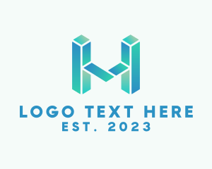 3D Gradient Blocks Letter H logo