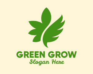 Green Floating Leaf  logo design