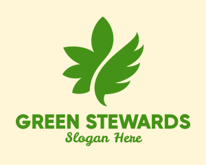 Green Floating Leaf  logo design