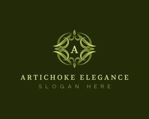 Elegant Leaves Wreath  logo design