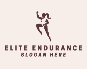 Strong Muscular Woman  logo design