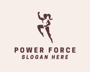 Strong Muscular Woman  logo design