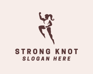 Strong Muscular Woman  logo design