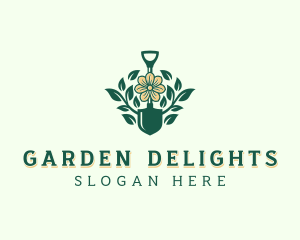 Floral Gardening Shovel logo design