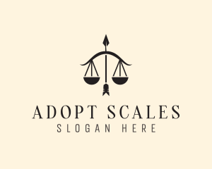 Justice Scales Bow Arrow logo design