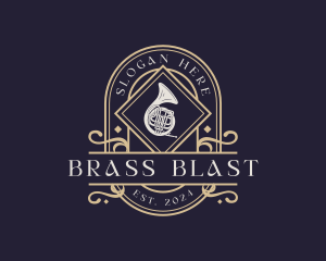 Luxury Musical French Horn logo design