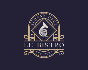 Luxury Musical French Horn logo design
