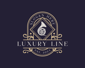 Luxury Musical French Horn logo design