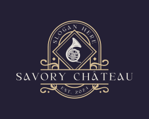 Luxury Musical French Horn logo design