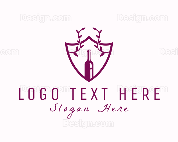 Shield Vine Wine Bottle Logo