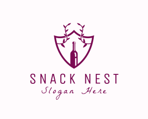 Shield Vine Wine Bottle  logo design