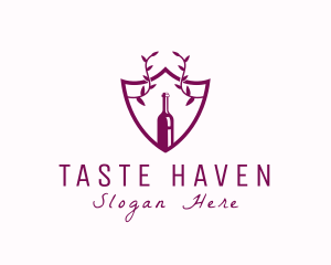 Shield Vine Wine Bottle  logo design