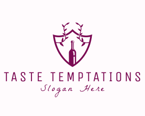 Shield Vine Wine Bottle  logo design