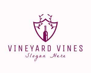 Shield Vine Wine Bottle  logo design