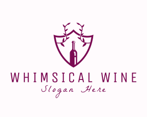 Shield Vine Wine Bottle  logo design