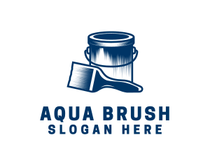 Blue Painter Brush logo design