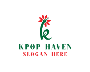 Green Red K Flower logo design