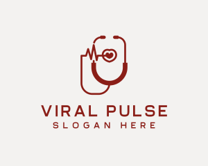 Cardiologist Heart Stethoscope logo design