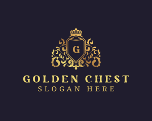 Golden Crown Regal Shield logo design