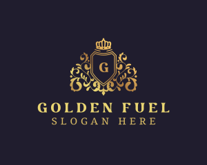 Golden Crown Regal Shield logo design