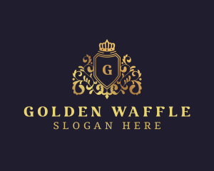 Golden Crown Regal Shield logo design