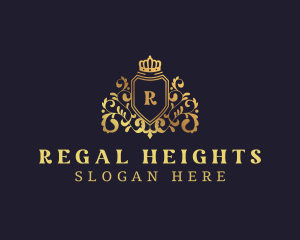 Golden Crown Regal Shield logo design