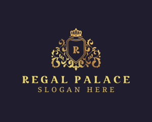 Golden Crown Regal Shield logo design