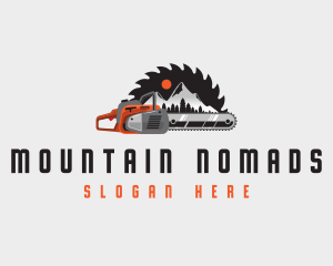 Woodwork Lumberjack Chainsaw logo design