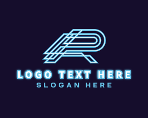 Tech Neon Light Letter R logo