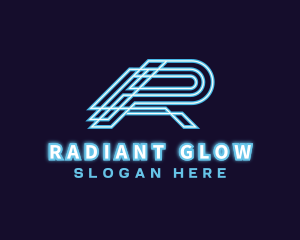 Tech Neon Light Letter R logo design