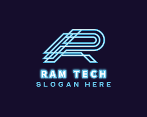 Tech Neon Light Letter R logo design