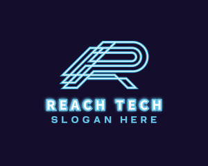 Tech Neon Light Letter R logo design