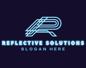 Tech Neon Light Letter R logo design