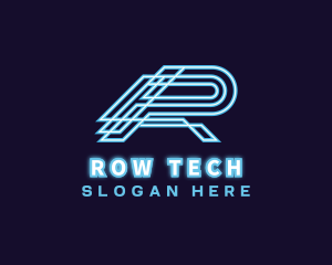 Tech Neon Light Letter R logo design