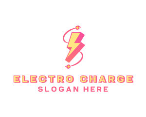 Electricity Bolt Power Adapter logo design