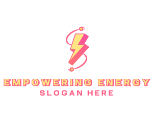 Electricity Bolt Power Adapter logo design