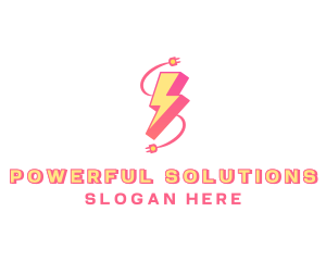 Electricity Bolt Power Adapter logo design